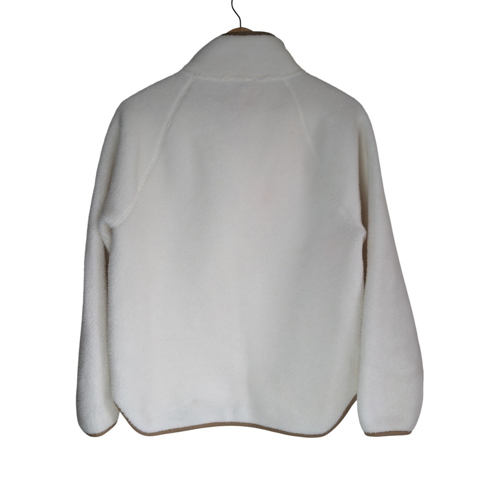 J.Crew Sherpa Half Zip Tunic Pullover Fleece Womens S Cream Tan Trim Cabincore - Picture 2 of 6